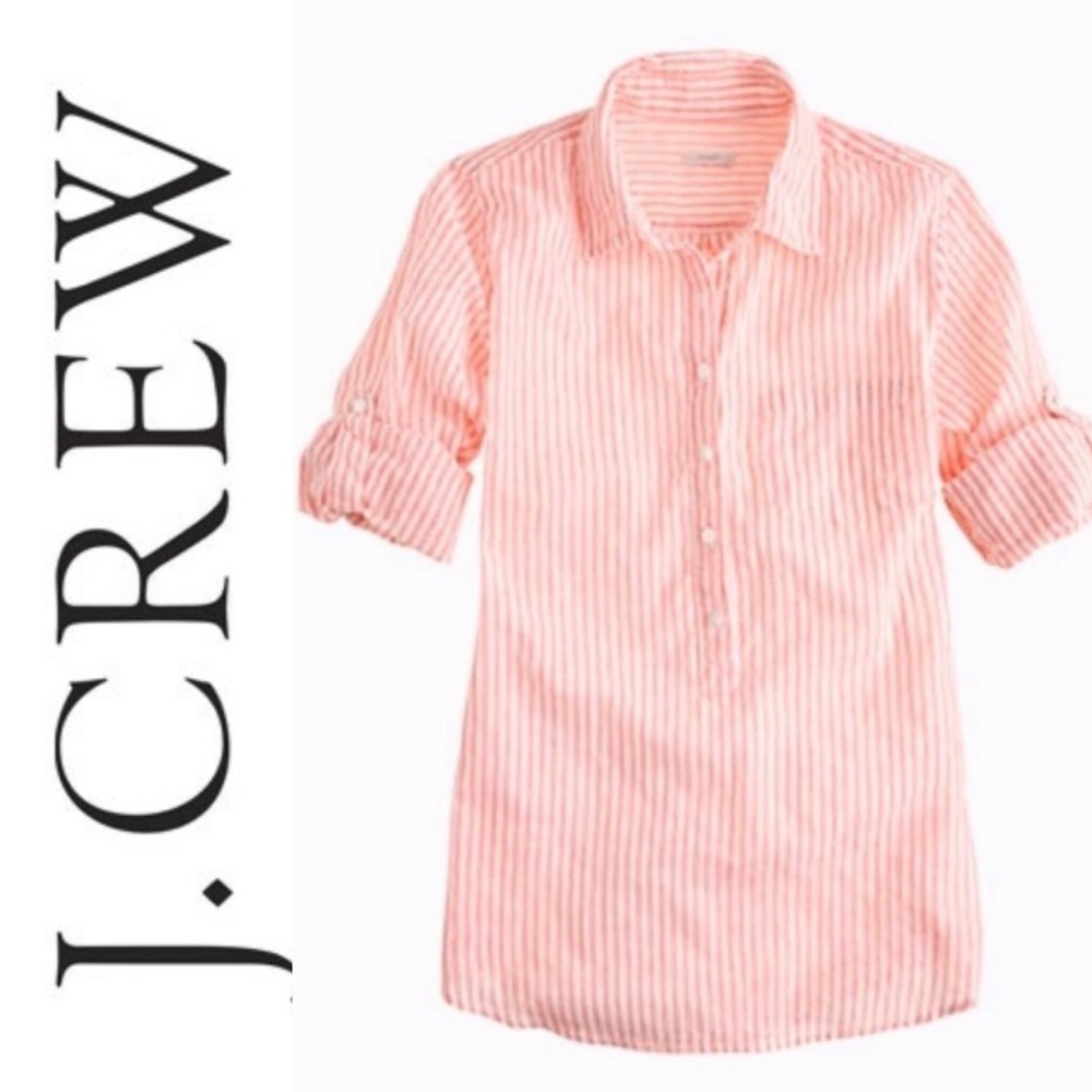 J.Crew pink striped button -Down Top NWT